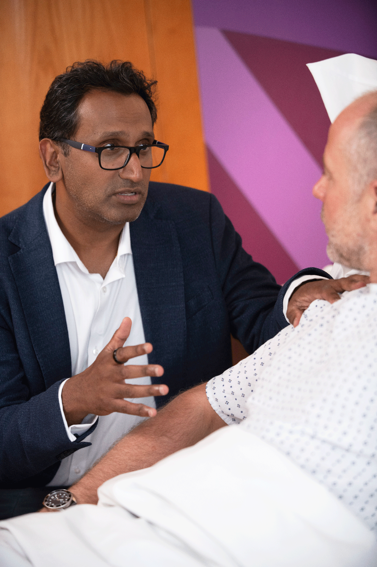 Prof PS at the bedside of a Urology patient