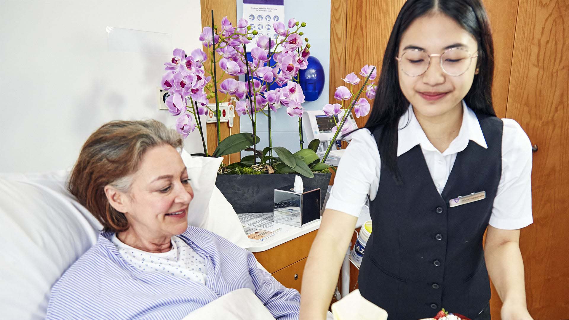 Bedroom showing carer and patient