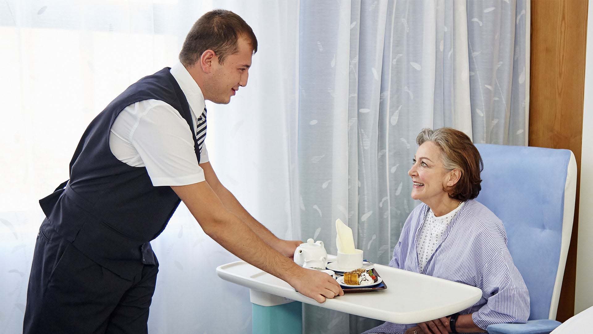 Patient receiving a meal