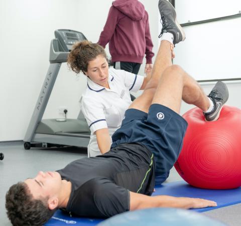 Physiotherapist working with a client
